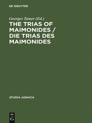 cover image of The Trias of Maimonides / Die Trias des Maimonides